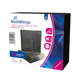 MediaRange CD Jewelcase  for 1 Disc 10.4mm Transparent Tray (5 Pack) (MRBOX31-T)