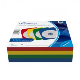 MediaRange Paper Sleeves for 1 Disc Assorted Colours 100 Pack (MRBOX67)