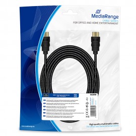 Καλώδιο MediaRange HDMI High Speed with Ethernet connection, gold-plated contacts, 10.2 Gbit/s data transfer rate, 5.0m, cotton
