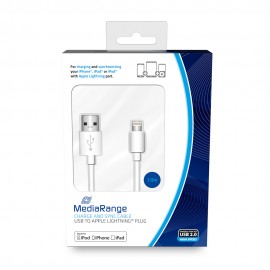 Καλώδιο MediaRange Charge and sync, USB 2.0 to Apple Lightning® plug, 1.0m, white (MRCS178)
