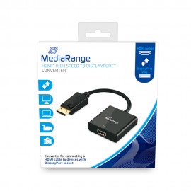 Καλώδιο MediaRange HDMI High Speed to DisplayPort converter, gold-plated, HDMI socket/DP plug, 18 Gbit/s data transfer rate, 2