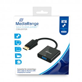 Καλώδιο MediaRange SVGA to DisplayPort converter, VGA socket/DP plug, 15cm, black (MRCS173)