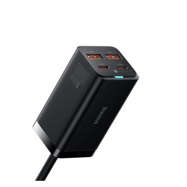 Baseus Φορτιστής με Ενσωματωμένο Καλώδιο με 2 Θύρες USB-A και 2 Θύρες USB-C 100W Quick Charge 4.0 Μαύρος (GaN3 Pro) (CCGAN100-1A