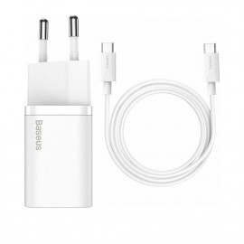 Baseus Φορτιστής με Θύρα USB-C και Καλώδιο USB-C 25W Λευκός (Super Si) (TZCCSUP-L02) (BASTZCCSUPL02)