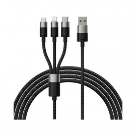 Baseis 3in1 USB cable  StarSpeed Series, USB-C + Micro + Lightning 3,5A, 1.2m Black (CAXS000001) (BASCAXS000001)