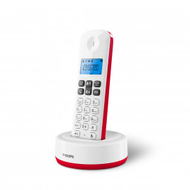 Philips D1611R.GRS Κόκκινο (Ελληνικό Μενού) Ασύρματο τηλέφωνο με ανοιχτή ακρόαση, φωτιζόμενη οθόνη και 50 μνήμες