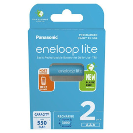 Panasonic Eneloop Lite Επαναφορτιζόμενες Μπαταρίες AAA Ni-MH 550mAh 1.2V 2τμχ (8212625) (PAN8212625)