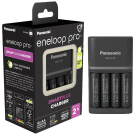 Panasonic Eneloop Pro Smart Plus BQ-CC55 Φορτιστής 4 Μπαταριών Ni-MH Μεγέθους AA/AAA Σετ με 4x AA 2500mAh (39230434) (PAN3923043