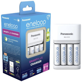 Panasonic Eneloop Smartplus BQ-CC55E Φορτιστής 4 Μπαταριών Ni-MH Μεγέθους AA/AAA Σετ με 4x AA 2000mAh Λευκό (37847519) (PAN37847