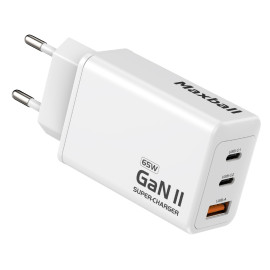 MAXBALL Charger T826 GaN II 2-Port USB-C, 1-Port USB-A  65W White