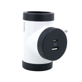 Legrand SurgeArrest 2 Outlets  White/Black  Rotating