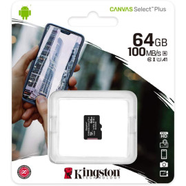 Kingston Canvas Select Plus flash memory card 64 GB microSDXC UHS I (SDCS2/64GBSP) (KINSDCS2-64GBSP)