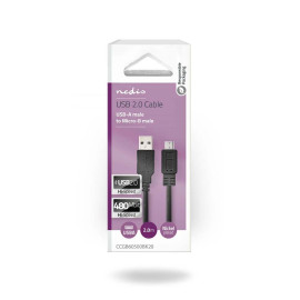 Nedis Regular USB 2.0 to micro USB Cable Μαύρο 2.0m (CCGB60500BK20) (NEDCCGB60500BK20)