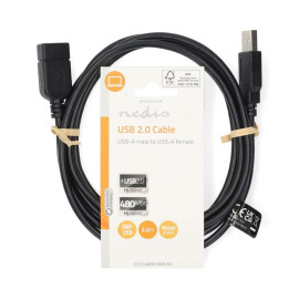 Nedis Καλώδιο USB-A Male to USB-A Female 1.00m Black (CCGL60010BK10) (NEDCCGL60010BK10)