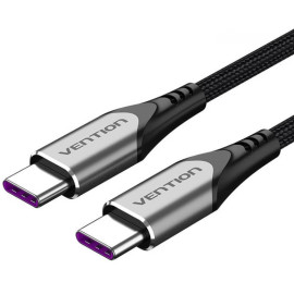 VENTION Nylon Braided Type-C to Type-C 5A/PD 100W Cable 1.5M Gray Aluminum Alloy Type (TAEHG) (VENTAEHG)