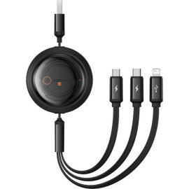 Baseus Fast Charging Cable 3in1 Free2Draw USB to micro USB+USB-C+Lightning 3.5A 1.1m Black (P10368700111-02) (BASP10368700111-02