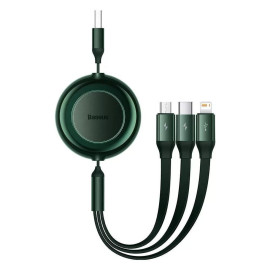 Baseus Bright Mirror 2 Flat / Retractable USB to Lightning / Type-C / micro USB Cable 3.5A Πράσινο 1.1m (CAMJ010006) (BASCAMJ010