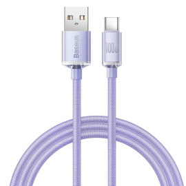 Baseus Crystal Shine Braided USB 2.0 Cable USB-C male - USB-A male Μωβ 1.2m (CAJY000405) (BASCAJY000405)