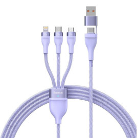 Baseus Καλώδιο USB 3σε1 Flash Series 2 USB-C/MicroUSB/Lightning 100W 1.2m Λιλά (CASS030105) (BASCASS030105)