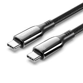 VENTION Cotton Braided Type-C to Type-C 5A Cable 1.2M Black Zinc Alloy Type (CTKBAV) (VENCTKBAV)