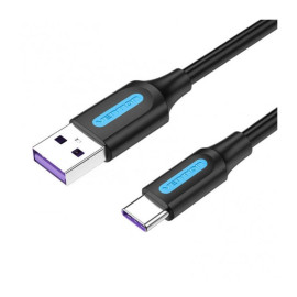 VENTION USB 2.0 A Male to Type-C Male 5A Cable 0.25M Black PVC Type (CORBC) (VENCORBC)