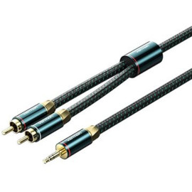 VENTION Cotton Braided 3.5mm Male to 2RCA Male Audio Cable 1.5M Green Copper Type (BCSGG) (VENBCSGG)