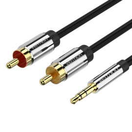 VENTION 3.5mm Male to 2RCA Male Audio Cable 1M Black Metal Type (BCFBF) (VENBCFBF)