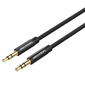 VENTION Fabric Braided 3.5mm Male to Male Audio Cable 1.5M Black Metal Type (BAGBG) (VENBAGBG)
