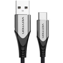 VENTION Cotton Braided USB 2.0 A Male to C Male 3A Cable 0.5M Gray Aluminum Alloy Type (CODHD) (VENCODHD)