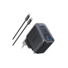 Anker Wall Charger Nano 70W, 2xUSB-C, 1xUSBA, Foldable Plug,  Black Grey