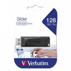 VERBATIM USB DRIVE 2.0 STORE ´N´ GO SLIDER 128GB BLACK